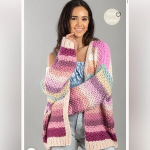 SAACHI Rainbow Knitted Cardigan in Pink